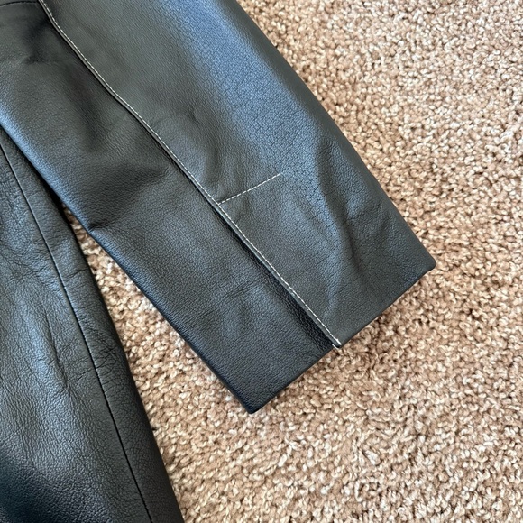 Kim Rogers Women Black 90s Western Genuine Leather Trench Coat Size L Vintage - Picture 5 of 9